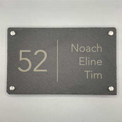 Leisteen naambord gegraveerd met rvs houders