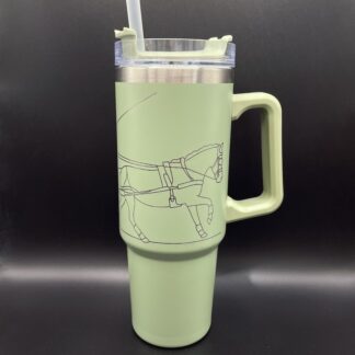 Tumbler groen 900 ml gegraveerd met paard