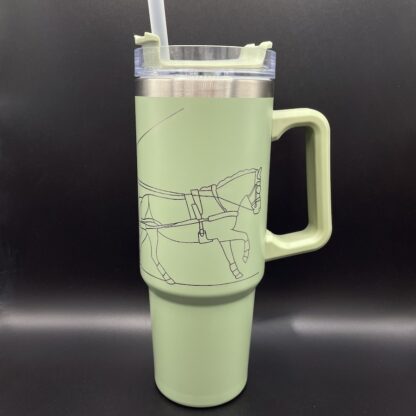 Tumbler groen 900 ml gegraveerd met paard