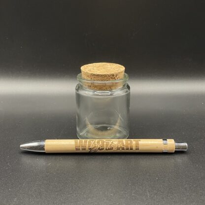 Glazen potje rond met pen voor formaat
