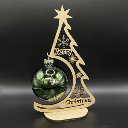Kerstbal groen glans houder
